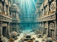 Ilustrasi Kota Dwaraka yang legendaris.