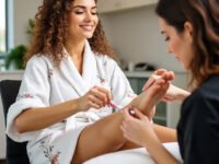 ilustrasi seorang wanita melakukan pedicure