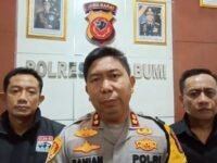 Kapolres Sukabumi AKBP Samian memberi keterangan pers terkait peningkatan kasus dugaan KDRT dari penyelididikan ke penyilidikan. (Mediaseruni)