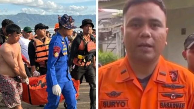 Proses evakuasi korban (kiri) dan Koordinator Pos SAR Sukabumi Suryo Adianto (kanan).