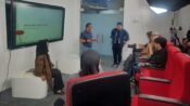 Sejarawan sekaligus dosen Unpad Nina Herlina (duduk) usai menjelaskan rujukan pergantian nama Kerajaan Tarumanegara jadi Kerajaan Sunda. (Foto Humas Jabar)