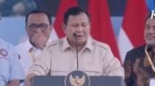 Presiden Prabowo memberi kata sabutan May Day di Monas. (Ist)