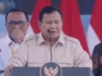 Presiden Prabowo memberi kata sabutan May Day di Monas. (Ist)