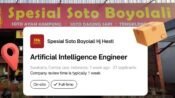 Warung soto SSB Hj Hesti Boyolali buka 10 lowongan AI Engineer via LinkedIn.
