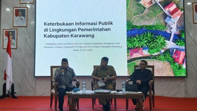 Diskominfo Kabupaten Karawang menggelar Monitoring dan Evaluasi Semester I Tahun 2026, terkait Undang-Undang Keterbukaan Informasi Publik. (Damara Ichsan/Mediaseruni)