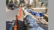 Tebing Jalan Dago di Kota Bandung yang amblas dalam proses perbaikan. (Ist)