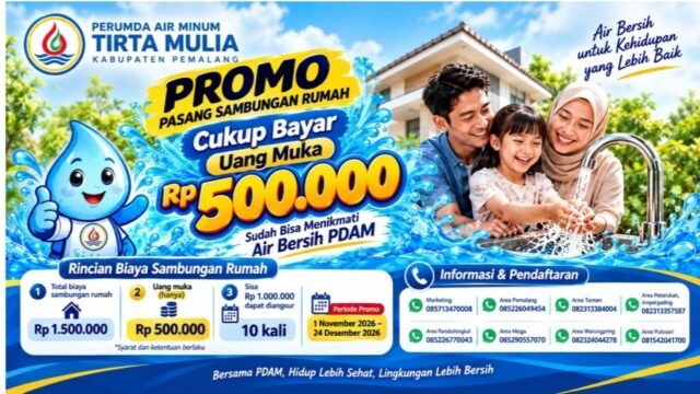 Pasang Sambungan Air PDAM Pemalang Tak Harus Bayar Lunas, DP Rp500 Ribu Bisa Dicicil 10 Kali
